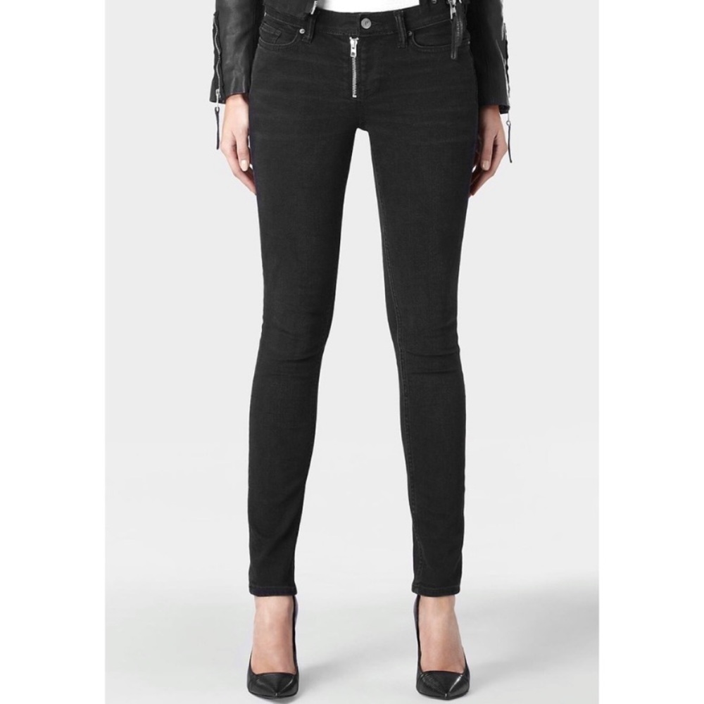 ALL SAINTS Track Low Rise Zip Skinny Fit Jeans